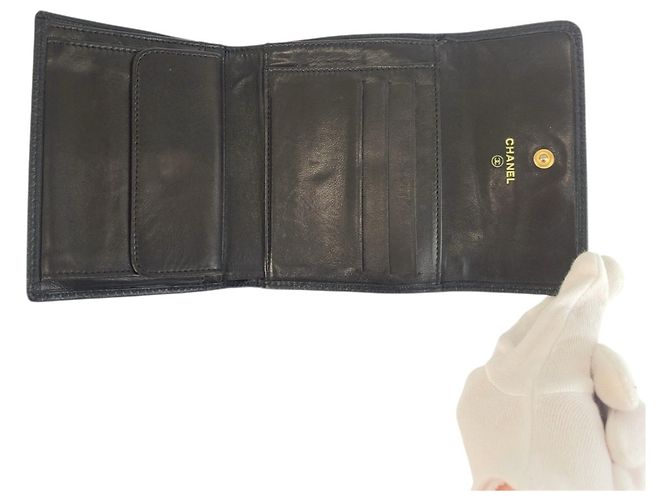 Schwarze Leder-Dreifach-Geldbörse Chanel Coco Mark - Ansicht 4