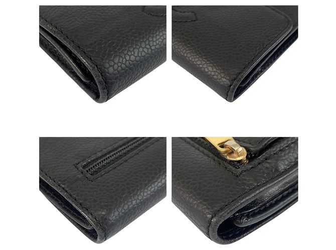 Schwarze Leder-Dreifach-Geldbörse Chanel Coco Mark - Ansicht 8