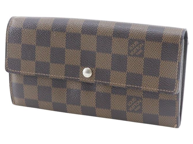 Sarah Cartera larga de lona Damier Louis Vuitton Castaño - vista 2
