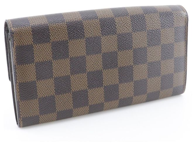 Sarah Cartera larga de lona Damier Louis Vuitton Castaño - vista 3