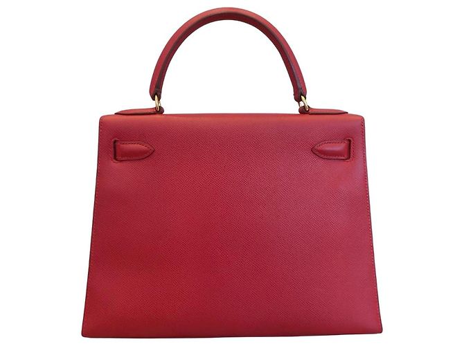 Borsa Kelly Hermès in Courchevel rossa con hardware dorato 28 Rosso - vista 2