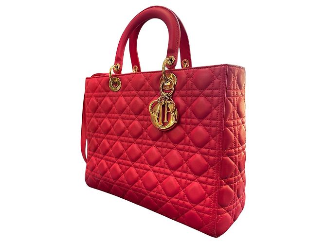 Lady Dior Große Handtasche aus rosa Lammleder - Ansicht 2
