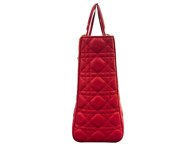 Lady Dior Große Handtasche aus rosa Lammleder - Ansicht 3