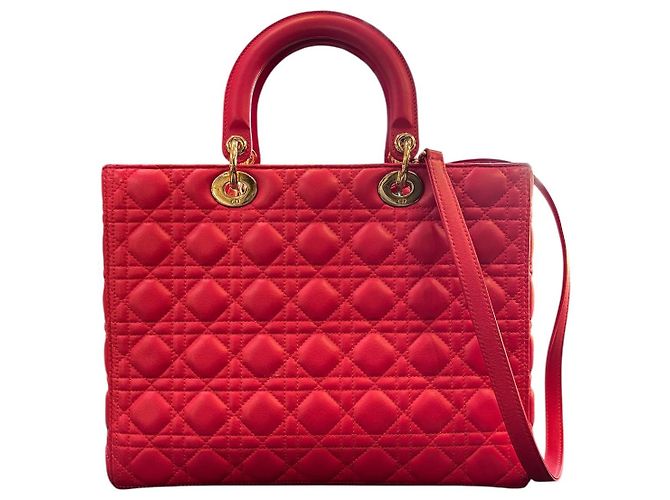 Lady Dior Große Handtasche aus rosa Lammleder - Ansicht 4