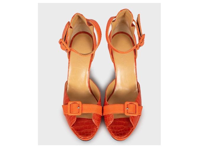 Décolleté in pelle embossata arancione Hermès EU 38,5 usati - vista 2