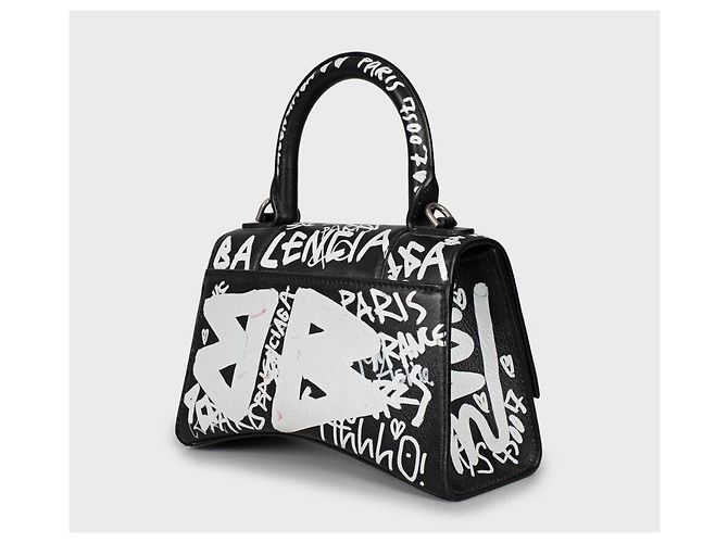 Day Vorbesitzte Balenciaga Hourglass Tasche aus Leder in Schwarz und Weiß - Ansicht 2