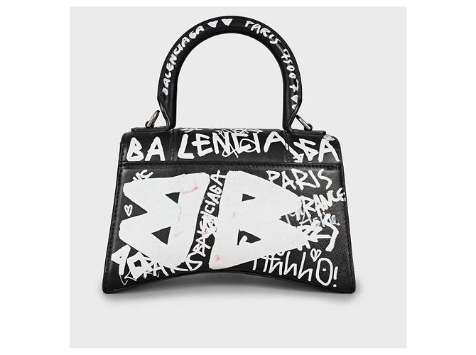 Day Vorbesitzte Balenciaga Hourglass Tasche aus Leder in Schwarz und Weiß - Ansicht 3