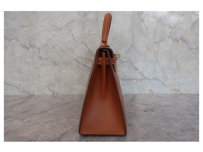 Borsa Hermès Kelly in Courchevel marrone con hardware dorato 28 - vista 4