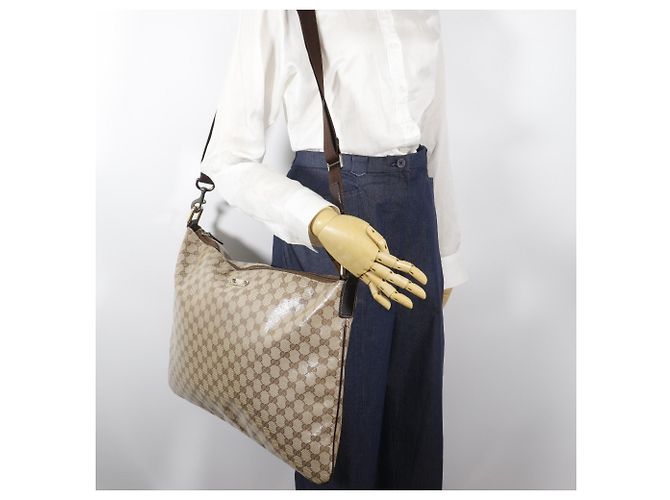 Borsa a Spalla Gucci GG Crystal Beige - vista 15