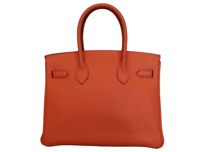 Borsa Hermès Birkin arancione Togo con hardware in palladio 30 - vista 2