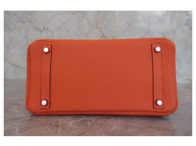 Borsa Hermès Birkin arancione Togo con hardware in palladio 30 - vista 5