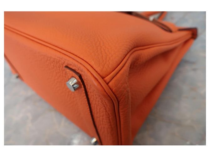 Borsa Hermès Birkin arancione Togo con hardware in palladio 30 - vista 6