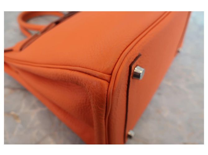 Borsa Hermès Birkin arancione Togo con hardware in palladio 30 - vista 7