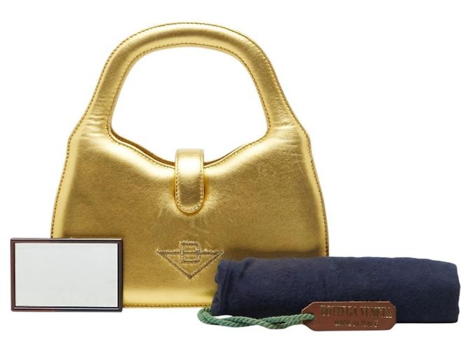 Mini borsa a mano in pelle dorata Bottega Veneta D'oro - vista 8