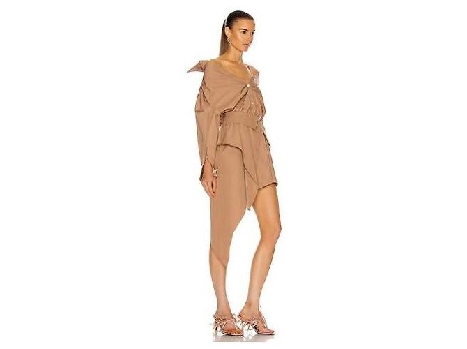 Alexander Wang Vestido Camisa Deconstruido Asimétrico Gris pardo - vista 5