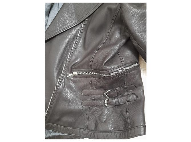 Sylvie Schimmel Leather Biker Jacket Chocolate - view 2