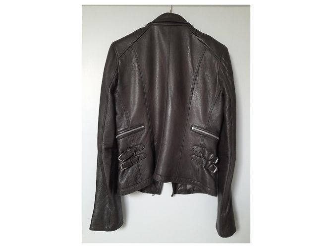 Sylvie Schimmel Leather Biker Jacket Chocolate - view 8