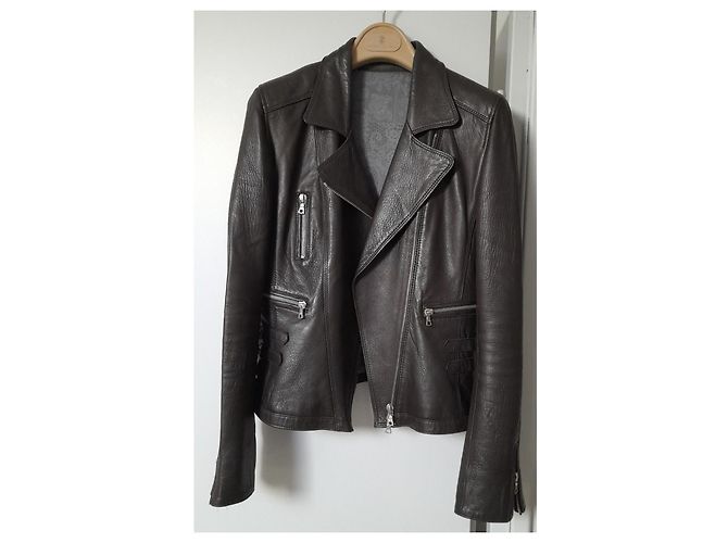 Sylvie Schimmel Leather Biker Jacket Chocolate - view 9