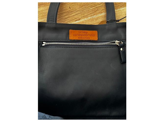 Vanessa Bruno black leather tote bag with blue sequins - view 6