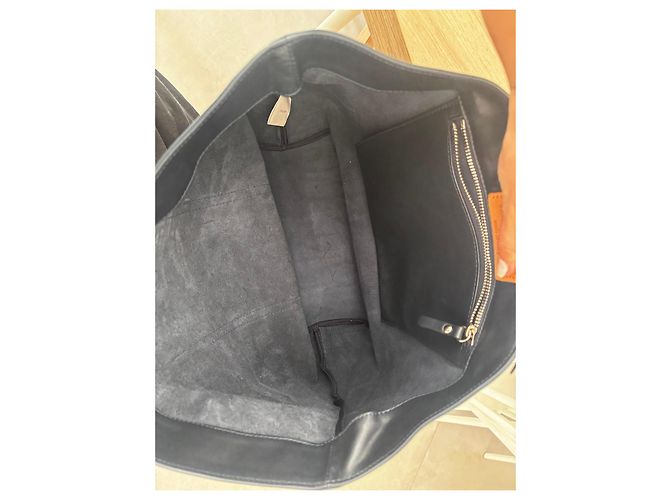 Vanessa Bruno black leather tote bag with blue sequins - view 7