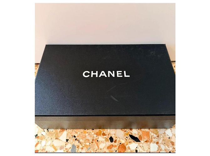 Bailarinas Chanel de terciopelo y lona Negro Blanco roto - vista 7