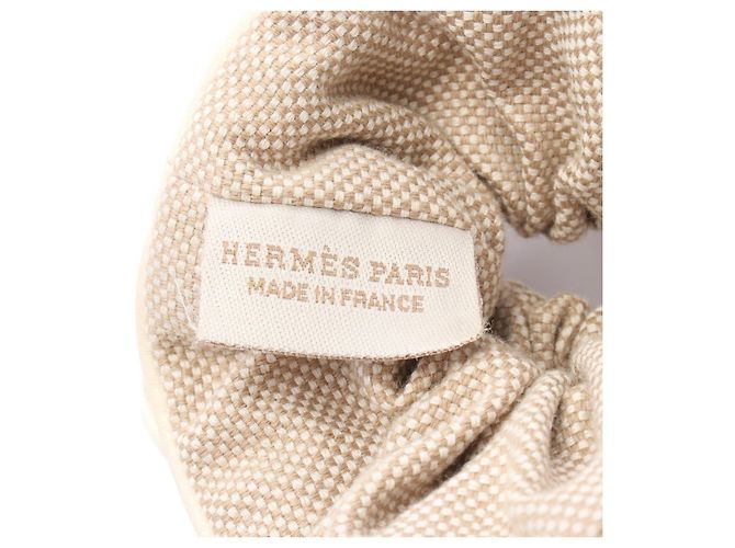 Hermès Accessorio per capelli in cotone Hermes Claudia Plan Air Beige - vista 3