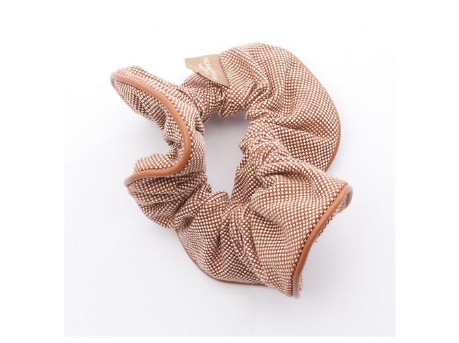 Hermès Scrunchie de algodão e couro Plan Air Hermes Claudia Marrom - vista 2