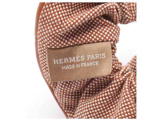 Hermès Scrunchie de algodão e couro Plan Air Hermes Claudia Marrom - vista 3