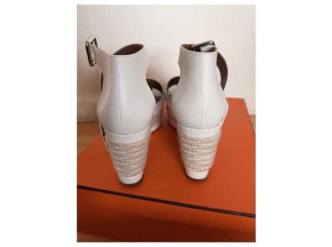 Sandali con zeppa Ilana in espadrille Hermès Bianco - vista 12