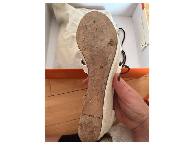 Sandali con zeppa Ilana in espadrille Hermès Bianco - vista 13