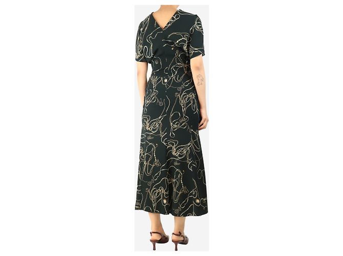 Victoria Beckham Midi-Kleid mit geraffter Taille aus dunklem Kiefernholz - Größe UK 10 - Ansicht 2
