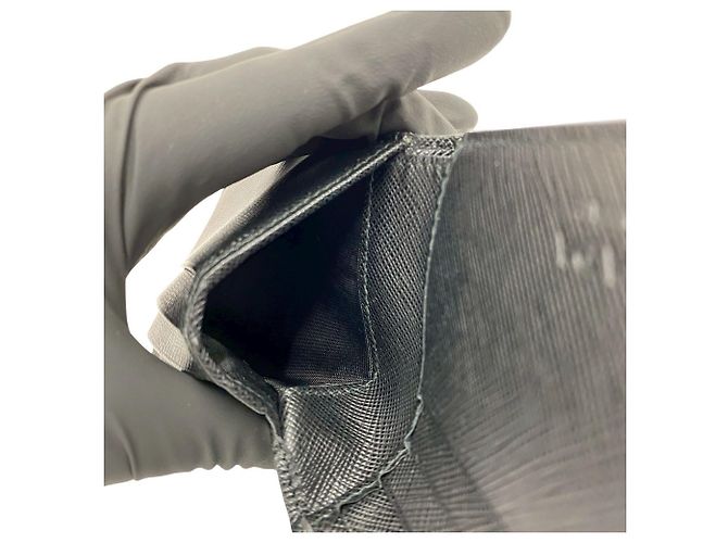 Billetera bi-fold de cocodrilo Saffiano de Prada Negro - vista 10