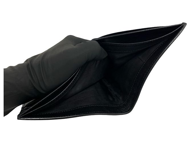 Billetera bi-fold de cocodrilo Saffiano de Prada Negro - vista 8
