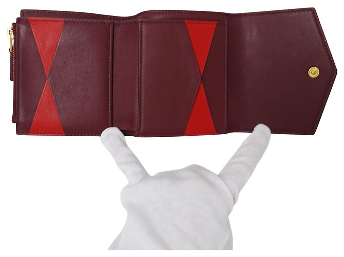 Billetera bi-fold de cuero burdeos Bottega Veneta Roja - vista 4
