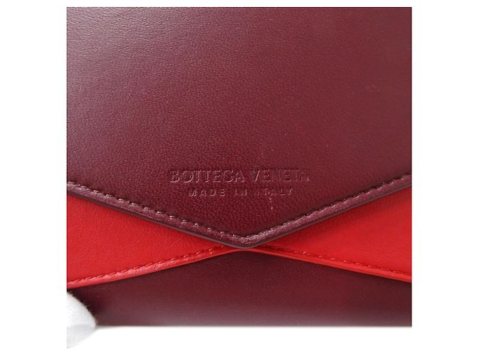 Billetera bi-fold de cuero burdeos Bottega Veneta Roja - vista 5