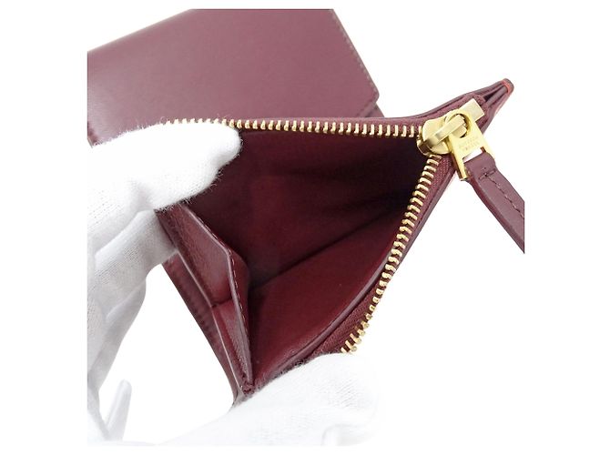 Billetera bi-fold de cuero burdeos Bottega Veneta Roja - vista 6