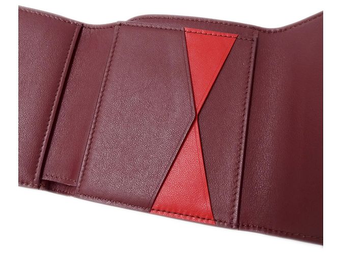 Billetera bi-fold de cuero burdeos Bottega Veneta Roja - vista 7