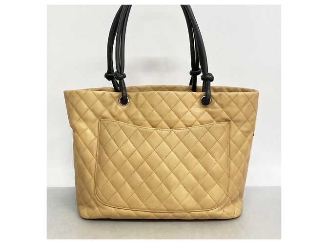 Chanel Cambon Lammleder Tote Bag Schwarz Beige - Ansicht 11