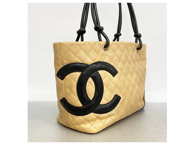 Chanel Cambon Lammleder Tote Bag Schwarz Beige - Ansicht 2
