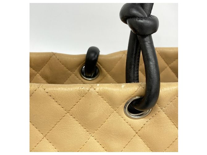Chanel Cambon Lammleder Tote Bag Schwarz Beige - Ansicht 8