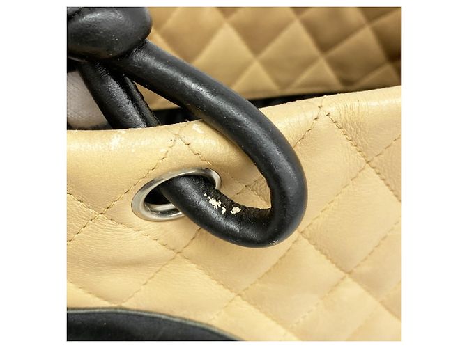 Chanel Cambon Lammleder Tote Bag Schwarz Beige - Ansicht 9