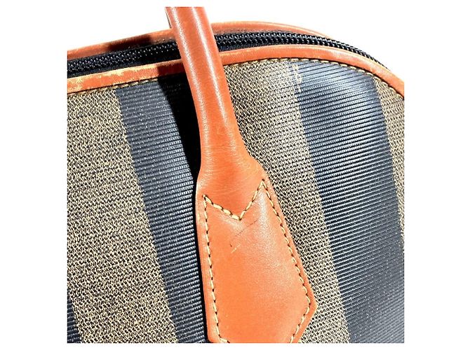 Pequin Fendi Vintage Pecan Logo Handtasche Braun Khaki - Ansicht 12