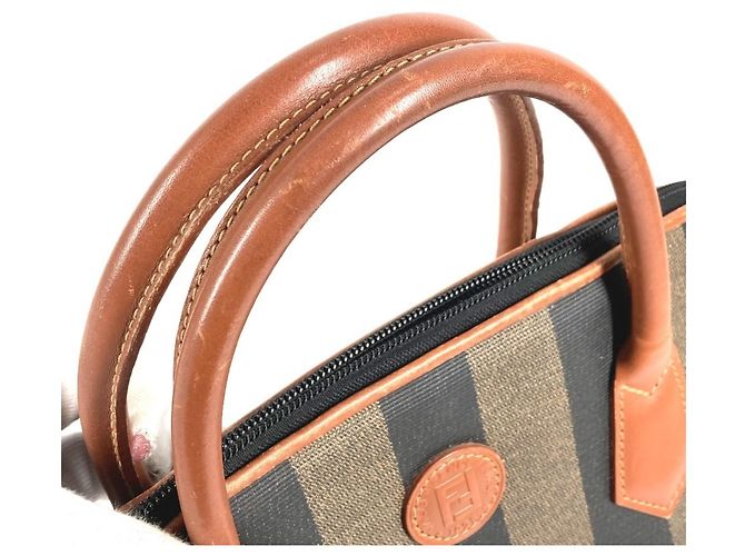 Pequin Fendi Vintage Pecan Logo Handtasche Braun Khaki - Ansicht 17