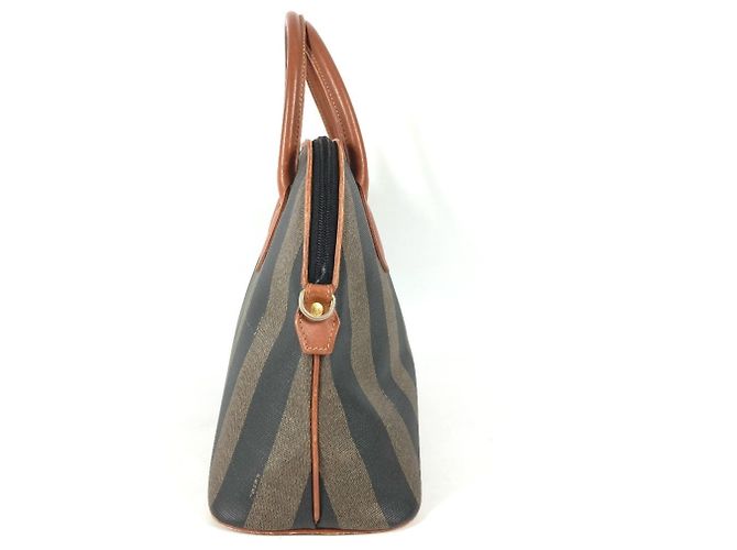 Pequin Fendi Vintage Pecan Logo Handtasche Braun Khaki - Ansicht 3