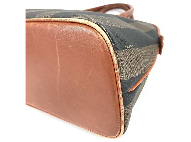Pequin Fendi Vintage Pecan Logo Handtasche Braun Khaki - Ansicht 6