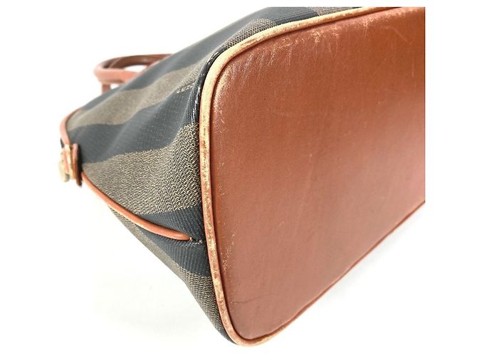 Pequin Fendi Vintage Pecan Logo Handtasche Braun Khaki - Ansicht 7