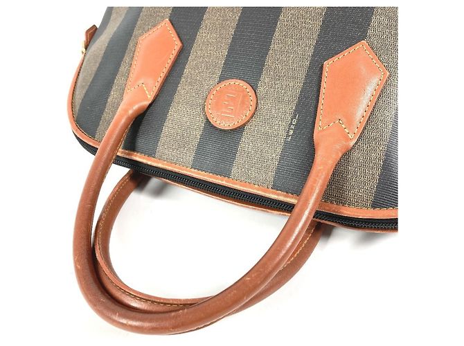 Pequin Fendi Vintage Pecan Logo Handtasche Braun Khaki - Ansicht 8
