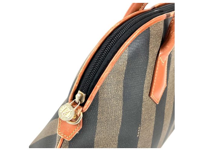 Pequin Fendi Vintage Pecan Logo Handtasche Braun Khaki - Ansicht 9