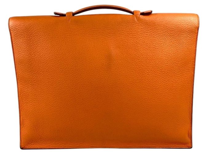 Sac à dépêches Pasta de couro Taurillon Clemence da Hermès Laranja - vista 11