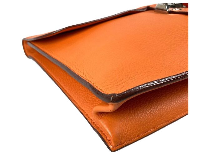 Sac à dépêches Pasta de couro Taurillon Clemence da Hermès Laranja - vista 6